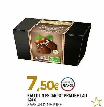 naturéO Ballotin Escargot Praliné Lait Saveur & Nature - 140 G offre