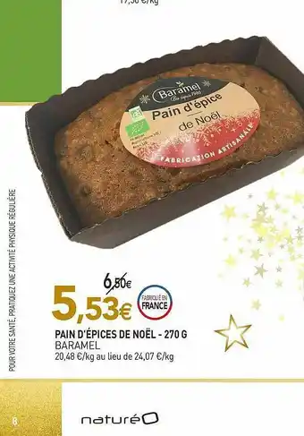 naturéO Pain D'épices De Noël Baramel - 270 G offre