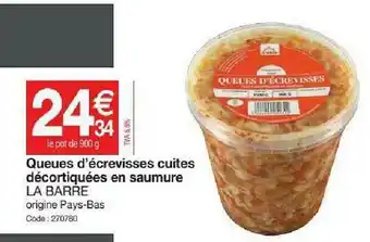 Queues D'écrevisses Cuites Décortiquées En Saumure La Barre