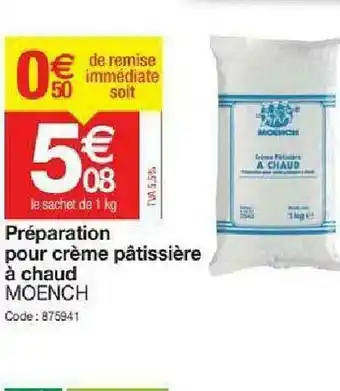 Promocash Préparation Pour Crème Pâtissière à Chaud Moench offre