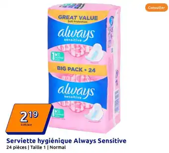 Action Serviette hygiénique Always Sensitive offre