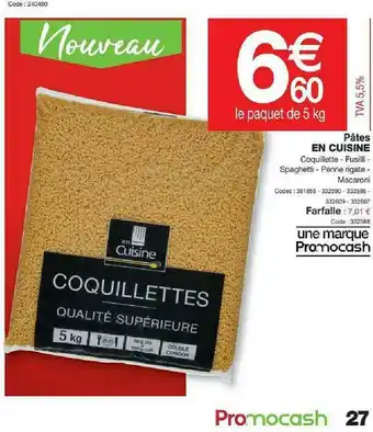 Promocash Pâtes En Cuisine offre