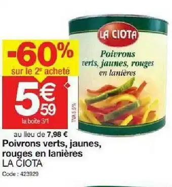 Poivrons Verts, Jaunes, Rouges En LaniĂšres La Ciota