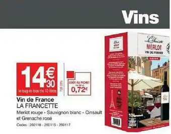 Promocash Vin De France La Francette offre