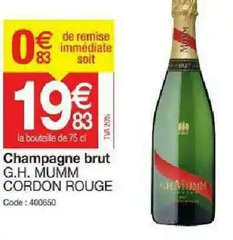 Promocash Champagne Brut G.h. Mumm Cordon Rouge offre