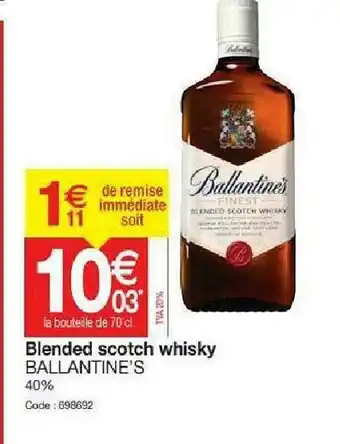 Promocash Blended Scotch Whisky Ballantine's offre