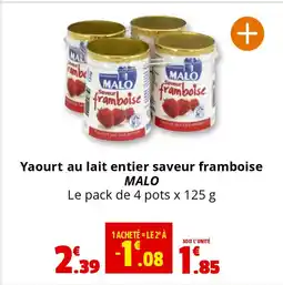 Coccimarket MALO Yaourt au lait entier saveur framboise offre