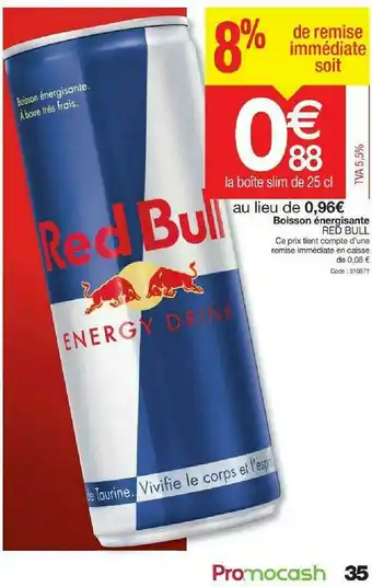 Promocash Boisson énergisante Red Bull offre