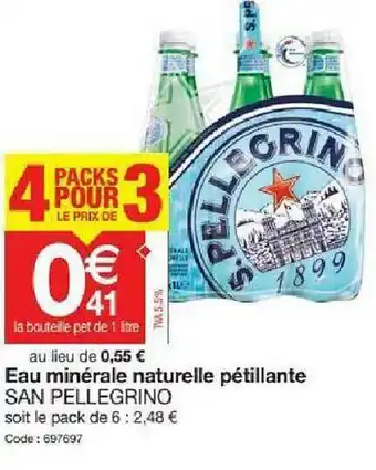 Promocash Eau Minérale Naturelle Pétillante San Pellegrino offre