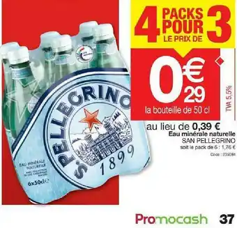 Promocash Eau Minérale Naturelle San Pellegrino offre