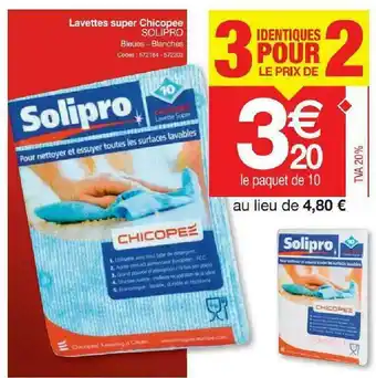 Promocash Lavettes Super Chicopee Solipro offre