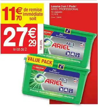 Promocash Lessive 3 En 1 Pods Ariel Professional offre