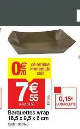Promocash Barquettes Wrap 16,5 X 9,5 X 6 Cm offre