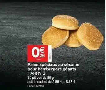 Promocash Pains Spéciaux Au Sésame Pour Hamburgers Géants Harry's offre