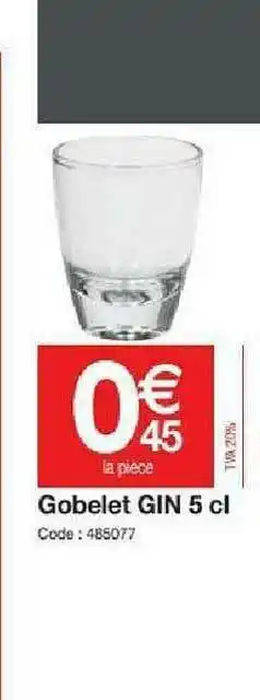 Promocash Gobelet Gin 5 Cl offre