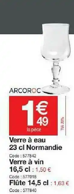 Promocash Verre à Eau 23 Cl Normandie, Verre à Vin, Flûte 14,5 Cl offre
