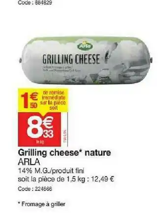 Promocash Grilling Cheese Nature Arla offre