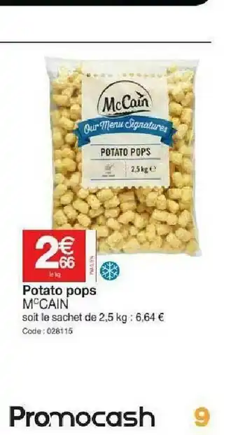 Promocash Potato Pops McCain offre