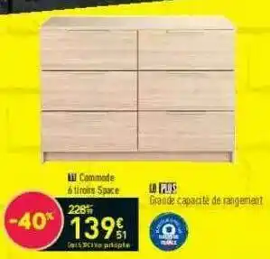 Conforama Commode 6 Tiroirs Space offre
