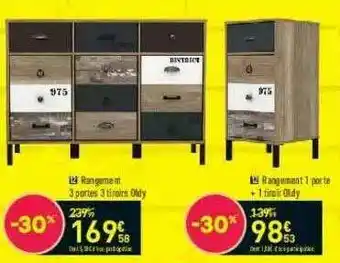 Conforama Rangement 3 Portes 3 Tiroirs Oldy, Rangement 1 Porte + 1 Tiroir Oldy offre