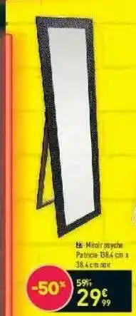 Conforama Miroir Psyche Patrice 138 Cm X 38.4 Cm Noir offre