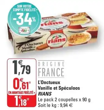 G20 L'onctueux vanille et spéculoos RIANS offre