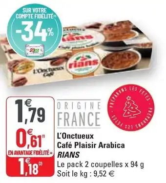 G20 L'onctueux café plaisir arabica RIANS offre