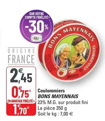 G20 Coulommiers BONS MAYENNAIS offre