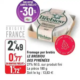 G20 Fromage pur brebis le brebiou des pyrénées offre