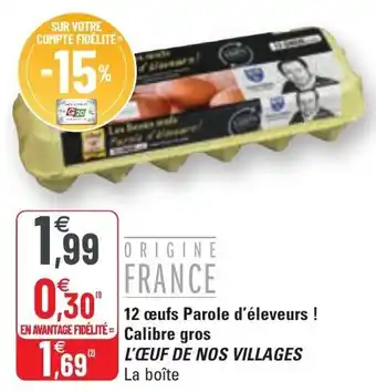 G20 12 oeufs parole d'éleveurs calibre gros offre