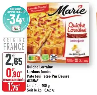 G20 Quiche lorraine lardons fumés offre