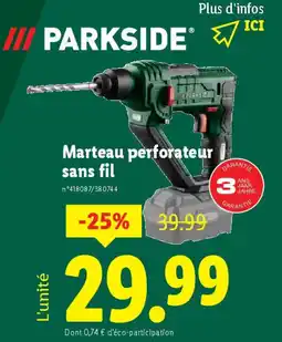 Lidl PARKSIDE Marteau perforateur sans fil offre