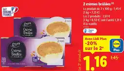 Lidl 2 crèmes brûlées offre