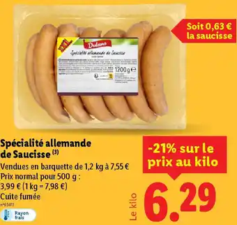 Lidl Spécialité allemande de Saucisse offre