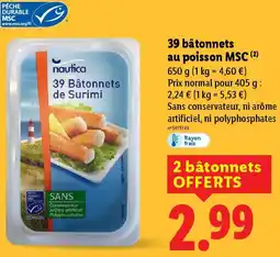 Lidl 39 bâtonnets au poisson MSC offre