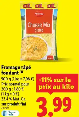 Lidl Fromage râpé fondant offre