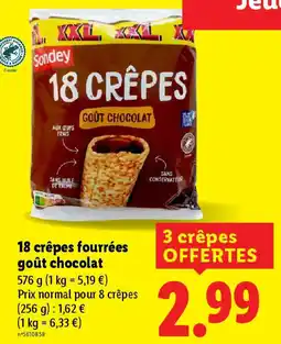 Lidl 18 crêpes fourrées goût chocolat offre