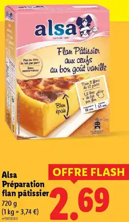 Lidl Alsa Préparation flan pâtissier offre