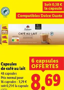 Lidl Capsules de café au lait offre