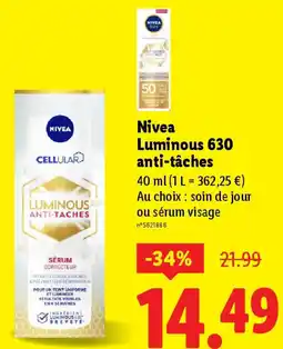 Lidl Nivea Luminous 630 anti-tâches offre