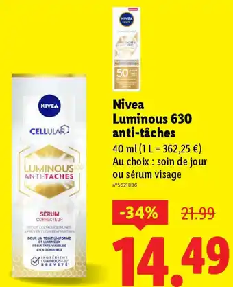 Lidl Nivea Luminous 630 anti-tâches offre