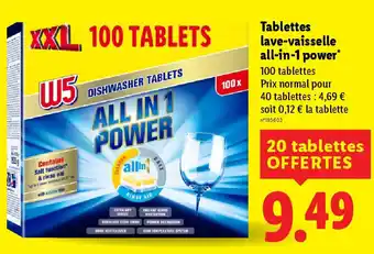 Lidl Tablettes lave-vaisselle all-in-1 power offre