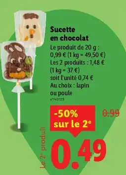 Lidl Sucette en chocolat offre