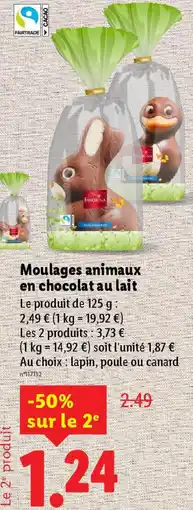 Lidl Moulages animaux en chocolat au lait offre