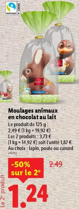 Lidl Moulages animaux en chocolat au lait offre