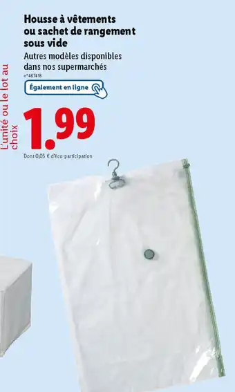 Lidl Housse à vêtements ou sachet de rangement sous vide offre