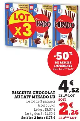 Bi1 Biscuits chocolat au lait mikado lu offre