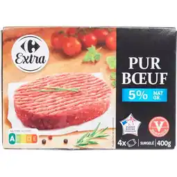 Carrefour Market CARREFOUR EXTRA Steaks hachés pur bœuf 5% M.G. surgelés offre