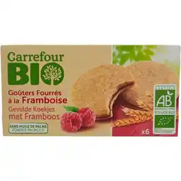 Carrefour CARREFOUR BIO Biscuits fourrés à la Framboise offre