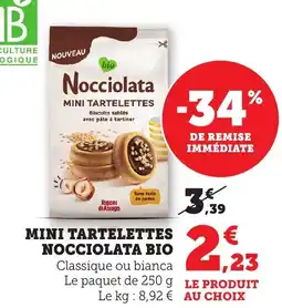 Bi1 Mini tartelettes nocciolata bio offre